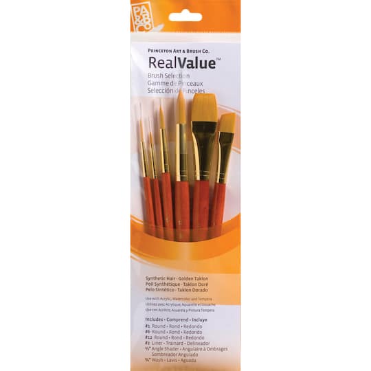 Michaels, Princeton™ RealValue™ Golden Taklon Brush Set With #12 Round – Category: Multi-Purpose